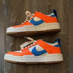 Bright orange and blue Nike dunks size 7 in good condition